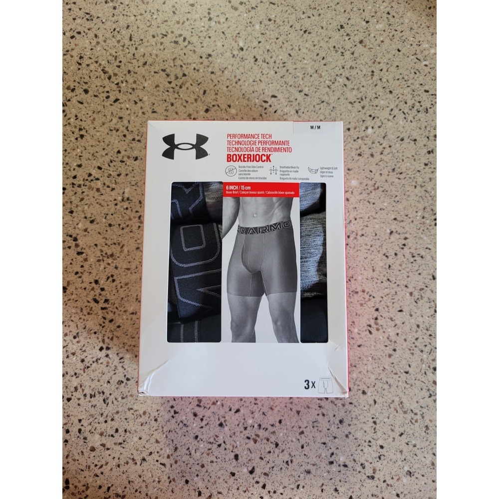 3-Pk Under Armour Boxerjock Mens Size Medium 31-34 Performance Tech Boxer Briefs
